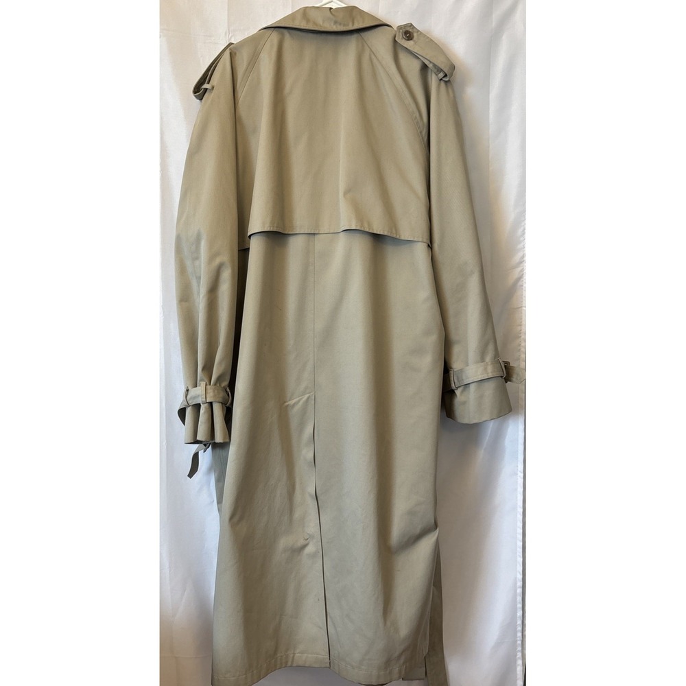Stafford Trench Coat Dlb Breasted Overcoat Zip Liner Mens 46L Khaki Poly Cotton - Picture 7 of 7
